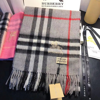 Classic Check Fringed Cashmere Scarf