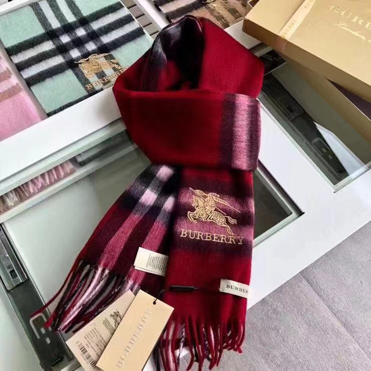 Classic Check Fringed Cashmere Scarf