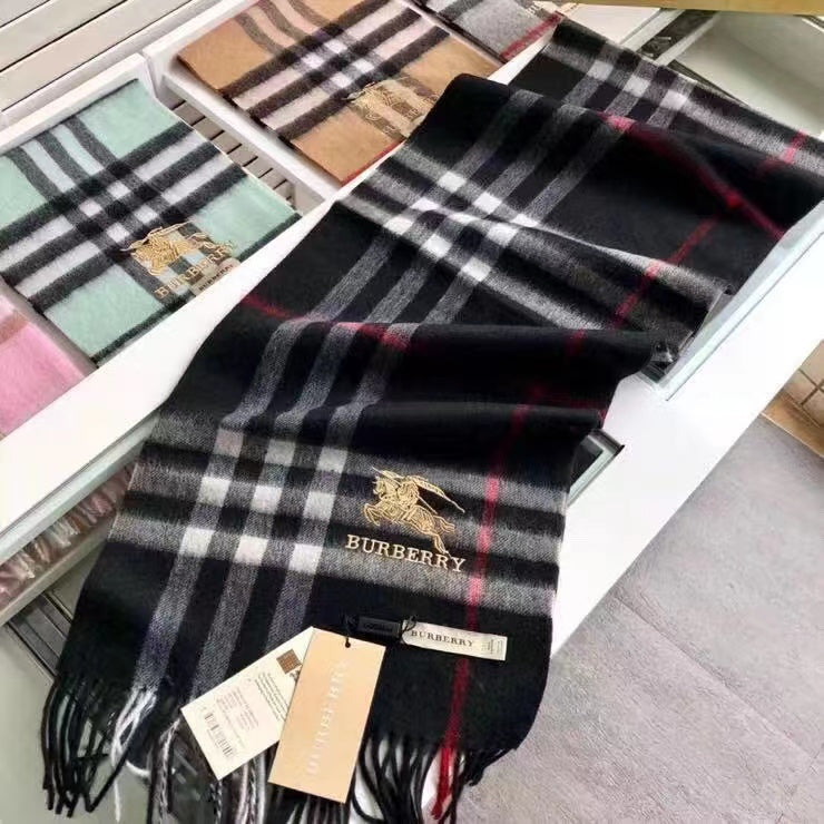 Classic Check Fringed Cashmere Scarf