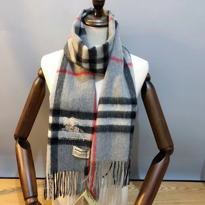 Classic Check Fringed Cashmere Scarf