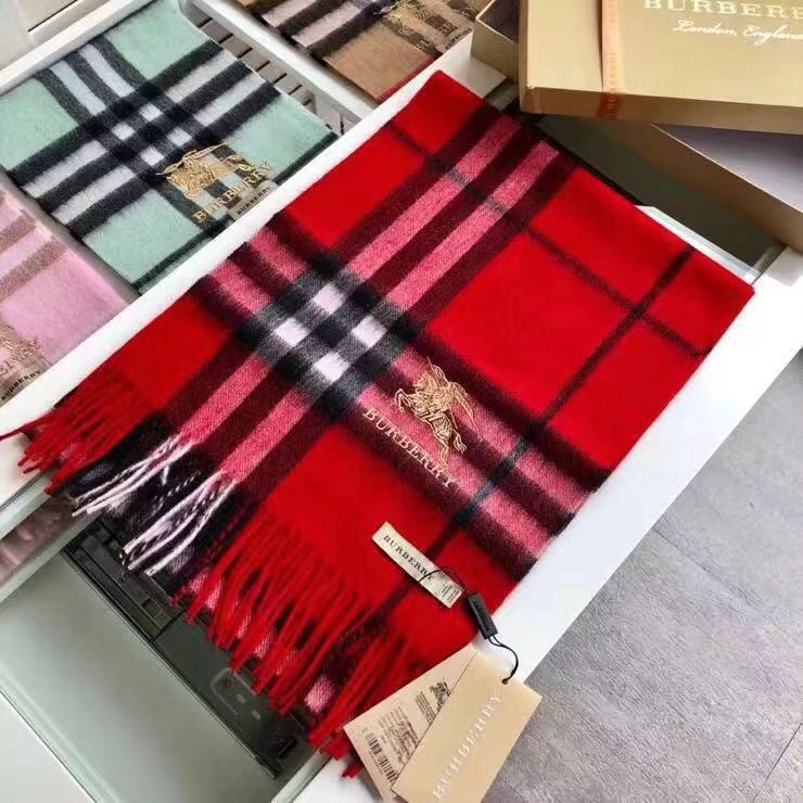 Classic Check Fringed Cashmere Scarf