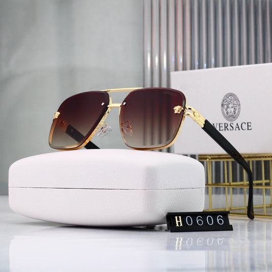 Square Round-frame Aviator Sunglasses