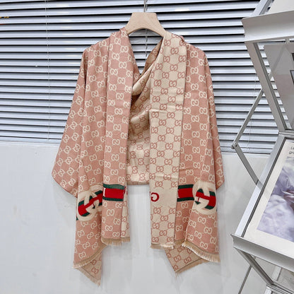 Classic Full Logo Jacquard Warm Scarf Shawl