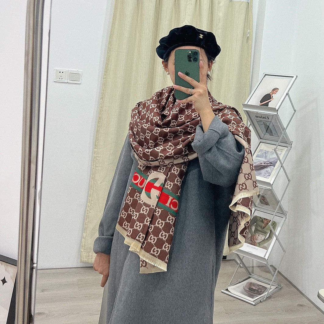 Classic Full Logo Jacquard Warm Scarf Shawl