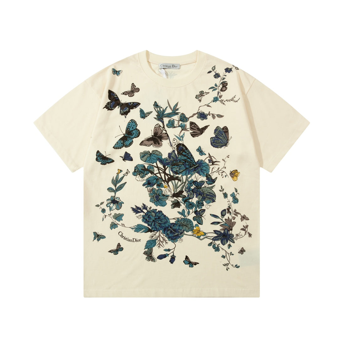 Floral Butterfly Print T shirt