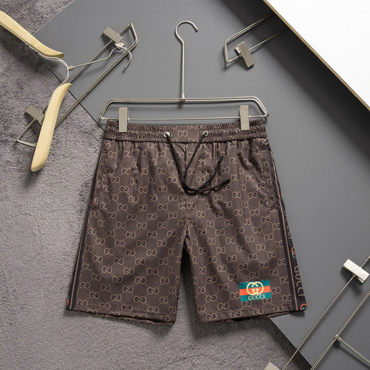 Brown Jacquard Beach Shorts